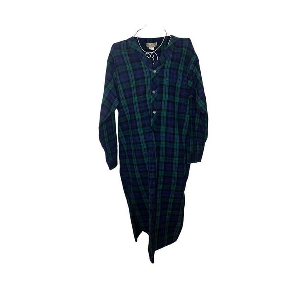 VINTAGE L.L. Bean Plaid Tartan Flannel Night Shirt Nightgown LL Bean Mens VTG 19 - Picture 1 of 10